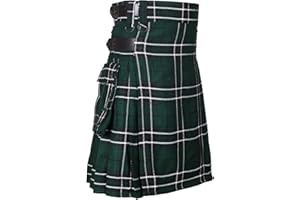 ALL KILTS SPORTS Men's Kilt in Maclean of Duart Hunting Tartan Leather Straps 16OZ Acrylic Wool Utility Kilts