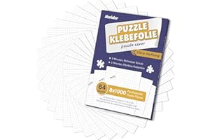 Nariolar Ultra-przyczepna folia samoprzylepna, 64 super klej do puzzli, do otrzymania 8 x 1000 elementów i do ochrony puzzli w ciągu zaledwie kilku minut