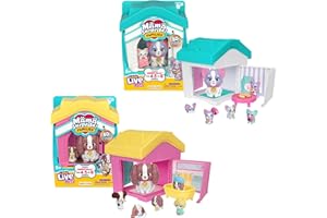 Little Live Pets Familias Sorpresa casa de mamá, Pack de Bulldogs franceses y Spaniels, 2 Casas con Cachorros, Cada mamá Tiene 4-6 bebés, Set de Juego desplegable, más de 80 para coleccionar