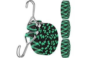 Pasy Bungee z Hak 2m, 4szt Regulowane Elastyczna Lina Hak do Bagażu Motocykla Roweru Samochodu Namiotu Campingu, UNOLIGA Płaskie Linka Gumowa z Haczykami, Sznurki Bungee (Zielone)