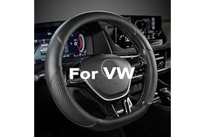 ‎GIANT PANDA GIANT PANDA D-Form Lenkradbezug aus PU-Leder, maßgeschneidert und kompatibel mit VW kompatibel mit Volkswagen D Form Lenkrädern – rutschfest, atmungsaktiv, Schwarz