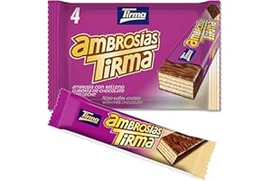 Tirma Ambrosía Cubierta de Chocolate con Leche 86g | Barritas de Barquillos Rellenos de Crema | Chocolatinas Canarias Envasadas Individualmente | 4 uds