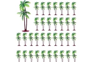 Zaky Lot de 50 décorations en plastique - Palmier vert - Pour cupcake - Paysage miniature - Pour aquarium, jardin, plantes, bâtiments - Modèle paysage (7 cm)