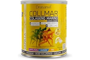Drasanvi COLLMAR Colágeno Marino Hidrolizado + Cúrcuma con Magnesio, Vitamina C, Ácido Hialurónico para bienestar articular y muscular |Máx. asimilación 9.355 mg/día | 300g de polvo | Sabor Vainilla