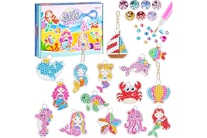 HGRGHH Basteln Mädchen 6-12 Jahre, Basteln Sie Ihre eigenen GEM-Schlüsselanhänger, 15 Stück 5D Diamond Painting Schlüsselanhänger, Bastelset Kinder ab 6 Jahre, Geschenke für Mädchen 6 7 8 9 10 Jahre
