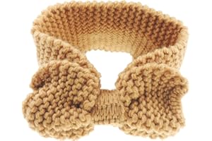 GLAMOUR GIRLZ Cute Womens Girls Bow Fashion Winter Woolen Warm Apres Ski Knit Knitted Crochet Fluffy Twist Turban Knotted Knot Earmuffs Ear Warmer Headwear Hairband Headband Headwrap Hat (Caramel)