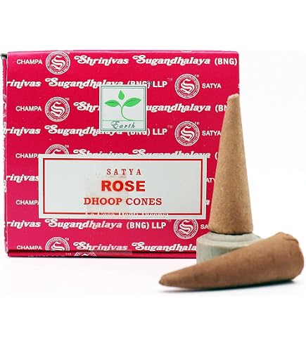 Nirmalaya Coni Di Incenso Alla Rosa Rooh - 40 Coni Fattti A Mano, Biologici, Da Fiori Di Tempio Riciclati - 100g