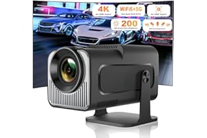 ENUOSUMA Mini Projector,Support 4K 1080P Portable Projector with Dual Band WIFI6 Bluetooth 5.0 Android 11, 200 ANSI Lumens, 180° Rotatable, Auto Keystone Correction, 85"-130" Screen Video Projector