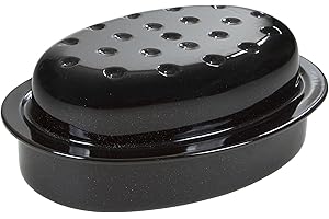 Wham Email Cocotte en Acier émaillé Noir, Acier, Speckled Schwarz, 33 x 24 x 12,5 cm