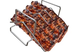 BBQNovation Multifunktionales Edelstahl-Rib-Rack/Rippenständer/Rippchenhalter/Rib Halter