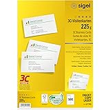 SIGEL LP795 Biglietti da visita, 3C, con taglio netto tutt'intorno, bianco, 85x55 mm (A4), 225 g, 100 pz.=10 fg