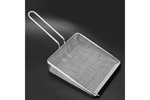 SHIPENOPHY Edelstahl Abseihlöffel Schaumkelle Langstiel Filter Scooper Frying Shovel Pommes Frites Scooper Sieb Scooper Anti-Verbrühungssieb Filter Food Frying(Secret Net)
