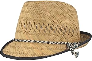 HUT BREITER Breiter Chapeau de Paille pour Enfants Chapeaux de Soleil d'été 100% Paille Chapeau Léger et Confortable