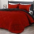 downluxe King Size Comforter Set - Red and Black King Comforter, Soft Bedding Comforter Sets for All Seasons, King Comforter Set - 3 Pieces - 1 Comforter (104"x92") and 2 Pillow Shams(20"x36")