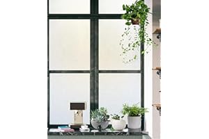 Frosted Window Film Self Adhesive Roll 90X200cm(2Pack), Shackcom Privacy Film for Glass Windows Static Cling with No Glue Removable Opaque Window Film Anti UV Heat Control for Home Office & Bathroom