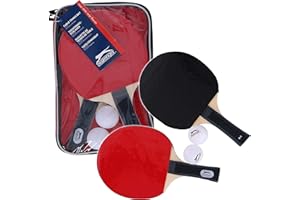 URBN-TOYS 5pc Table Tennis Ping Pong Set 2 Balls Two Star 2 wooden Bats Paddle Zip Bag Carry Case