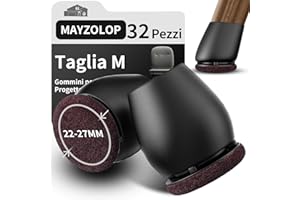 MAYZOLOP 32 Pezzi Gommini per Sedie, Cuscinetto Nero da 1in Feltrini per Sedie Inclinabili Rotondi, Gommini per Sedie con Cuscinetti in Feltro, Senza Graffi, Senza Rumore