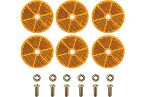 RISF Lot de 6 réflecteurs arrière ronds 60 mm avec pendentif œil de chat orange à visser avec marquage E, réflecteur de remorque pour voitures, remorques et camions
