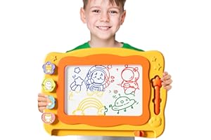 BLmukce Große Magnetisches Zeichenbrett Spielzeug für Kinder Alter 2-7 Jahre, löschbare Doodle Brett mit 4 Farben, Bildungsreise Lernspielzeug
