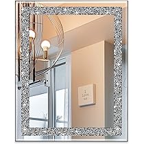 Ruomeng Specchio da parete rettangolare in cristallo schiacciato diamante per la decorazione domestica, specchio d'accento per bagno, ingresso e camera da letto, 61 x 91,4 cm