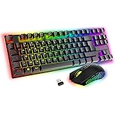 AKUMA Sentai C03 WL Gaming Pack TKL Keyboard + Backlit Rechargeable Wireless Mouse, French AZERTY, 3200 DPI – Pack for PC PS4