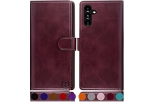 SUANPOT Funda para Samsung Galaxy A54 5G con Tapa 【Bloqueo RFID】de Cuero PU Cierre Magnético，Soporte Plegable，Ranura para Tarjeta Cover para Samsung Galaxy A54 Case Vino Tinto