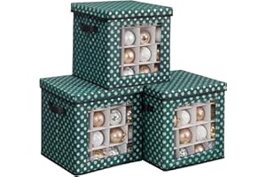 ‎SONGMICS SONGMICS Aufbewahrungsboxen für Weihnachtsdekoration, Truhe für Weihnachtskugeln, 64 Fächer, modulare Trennwände, 30,5 x 30,5 x 30,5 cm, Grün, RFB029G01