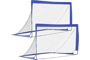 TLSUNNY 2 Pack Portable Football Goals for Kids, 180 x 90 x 90 cm, Quick Assembly, 6ft Foldable Football Net with Carry Bag, Soccer Training Goals for Garden, Yard, Beach, Playground