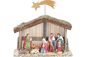 ‎PEARL PEARL Weihnachtskrippe: Weihnachts-Krippe (10-teilig) mit handbemalten Porzellan-Figuren (Weihnachtskrippe Figuren, Krippenfiguren Set, Weihnachtspyramide)