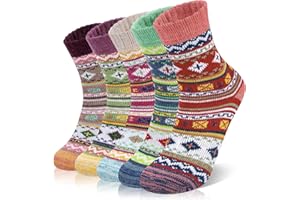YSense Beau 5 Paia Donna Calzini in Lana Merino Termiche di Lana per l'inverno Spesse Calze Calde per le Lana Stile Vintage Calze di Lana da Trekking Regalo
