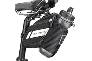 ROCKBROS Bolsa para Sillín de Bicicleta Alforja Asiento para MTB Bicicleta Carretera Compatible con Botella de Agua, Negro