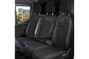 LUCARO Sitzbezüge Auto für Volkswagen Crafter 2, Man TGE 1+2 Schwarz Auto Sitzbezüge Man TGE, Volkswagen Crafter 2 - Robuster und Bequemer Sitz - Ergonomische Car Seat Cover - Öko-Leder-Sessel