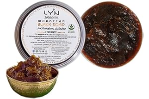 LY'N MOROCCO Savon Noir Marocain (Savon Beldi) 100% Naturel -200gr-Gommage traditionnel corporel Hammam - Exfolie Nourit & Hydrate la peau naturel 200 g