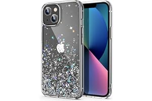 Etui ULAK kompatybilne z iPhone 13 brokatowe, przezroczyste, miękkie etui z TPU + twardy tył PC z Blingbling Girls ochronne etui do iPhone 13 6,1 cala, srebrne