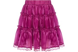 GRACE KARIN Girls Ballet Skirt Elastic Waist Skirt Party Skirt Daily School Skirt Pleated Lace Skirt