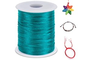LEREATI Cola de Raton 2.5mm x 100m Cuerda Nylon Cordón de Satén Nailon, Hilo Macrame para Hacer Pulseras, Reborde, Joyería, Anudado Chino (Azul Turquesa)
