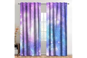 Kzzfqxb Rideaux à Passe-Tringle 107x160cm 2 Panneaux, Univers vaste et rêveur nébuleuses de Galaxies Filtre la lumière drapés de fenêtre, Décoration Violet Romantique pour Salon et Chambre à Coucher