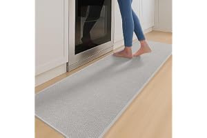 Bcuuozeeing Köksmatta, tvättbar, halkfri, 43,5 x 180 cm, kökslöpare, tvättbar och absorberande, köksmatta, lätt att rengöra, köksmatta för kök, hall, tvättstuga, utomhus (grå, 43,5 x 180 cm)