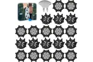 BeuInovia Technology Golf Shoe Spikes Set with Wrench,20 Pcs Rubber & Metal Hybrid Golf Spikes Replacement Cleats for Maximum Traction & Anti-Slip Comfort on Wet Grass Courses
