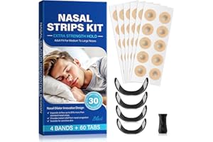 QUANHAO Magnetic Nose Strips 60 Pcs, 1 Month Supply, Nose Opener Magnetic, Anti Snore, Improve Sleep Quality and Relief Congestion Nasal, 4Pcs Various Size Bands for Medium to Large Noses