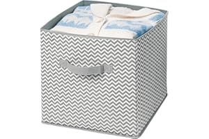 mDesign panier de rangement en tissu – grand bac de stockage pour jouets, vêtements ou couvertures – organiseur de penderie – couleur gris/crème
