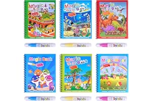 Realjoy 6 sztuk magicznych kolorowanek wodnych wielokrotnego użytku książki do malowania wodą dla dzieci z 6 pisakami wodnymi zwierzę magiczne malarstwo książka dla dzieci malucha zabawka edukacyjna