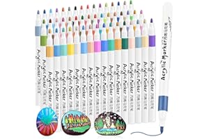 GOLDGE 48 Farben Acrylstifte für Steine, Wasserfeste Holzmalstifte, Kinderacrylmarker, Glasmalstifte, Multimarker für Keramik, Basteln, DIY, Fotoalben, Stoff