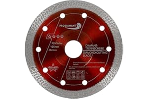 PRODIAMANT Disco de corte de diamante para azulejos de gres porcelánico, 125 mm x 22,23 mm, para amoladora angular