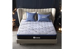 Avenco Matelas 140×200, Épaisseur 24cm, Matelas Ressorts Ensachés Indépendants, 3 Zones de Confort, Mémoire de Forme en Gel, Matelas en Mousse de Fibre de Bambou, Parfait Soutien, Fermeté Modérée
