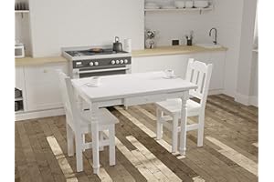 ‎MAGNETIC MOBEL Magnetic Mobel Esstisch mit Schublade Küchentisch Tisch Restaurant Massiv Holz Weiß (60x90 cm)