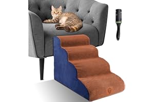 Zvonema Escaleras para Mascotas-Escalera para Perros de 4 peldaños,Escalera para Mascotas de Esponja para Perros Pequeños y Gatos,Rampa para Mascotas Extraíble y Lavable,con 1 Ruedas para Pelusa