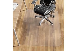 WASJOYE Office Chair Mat for Hard Floor, Large Desk Protection Mat 90x120cm, Transparent PVC Computer Hardwood Chair Mat Floor Protector for Home Office Study Wooden Floors