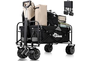 SAMAX Festiwal Wózek Podstawka Wagon Ogród Plaża 200 kg - Składany Wózek Podręczny Wózek Offroad - Camping Edition Czarny/Szary