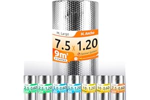 OPTIMER SYSTEM AISLANTE TERMICO MULTIUSOS PREMIUM| Reduce el Frio y el Calor | Rollo Aislante Termico para Ventana, Pared, Suelo, Techo, Coche, Garaje,Camper (7.5x1.20m | 9m² sin cintas)